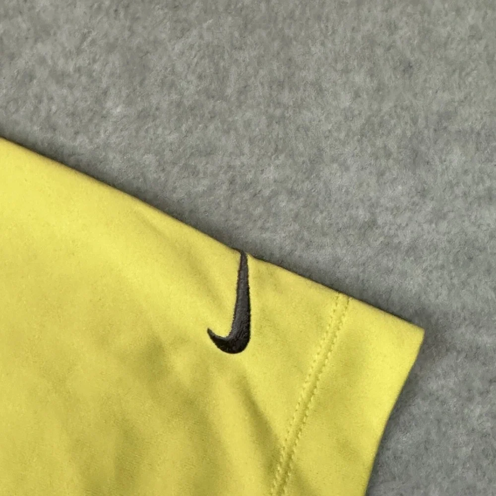 Nike Golf Polo Mens XL‎ Dri Fit Yellow Textured Pattern Stretch